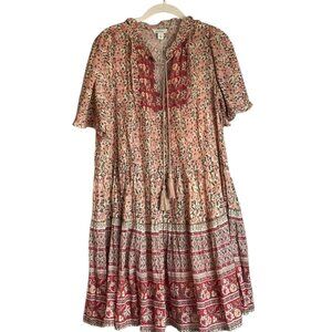Sundance Provence cotton floral bohemian tiered dress Sz S